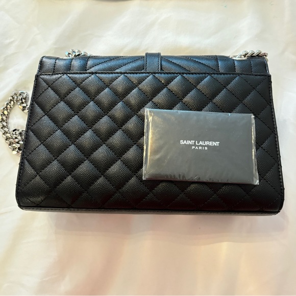 YSL ENVELOPE MEDIUM IN QUILTED GRAIN DE POUDRE EMBOSSED LEATHER HANDBAG - Picture 5 of 7